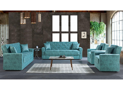 Sofagarnitur 3+2+1+1 Sëtzer Textil Holz Sofa 3 Sëtzer Modern Nei Fauteuil Komplett Set