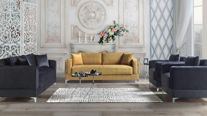 Sëtzgarnitur 3+2+1+1 Sëtzer Textil Modern Komplett Fotell Sofa 3 Sëtzer Luxus