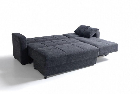 Ecksofa L-Form Hocker Schwaarz Komplett Wunnzëmmer Set 2tlg. Luxus Miwwelen