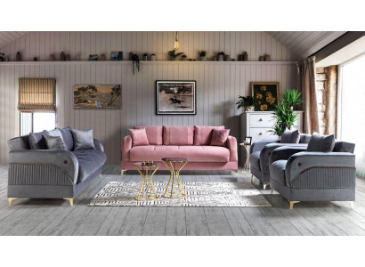 Sofagarnitur 3+3+1+1 Sëtzer Textil Modern Komplett Fauteuil Sofa 3 Sëtzer Luxus
