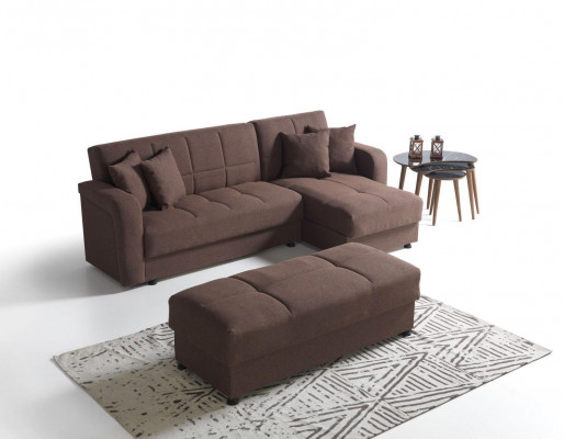 Luxus Living Room Set Hocker + Ecksofa L-Form Modern Set Relax Komplett
