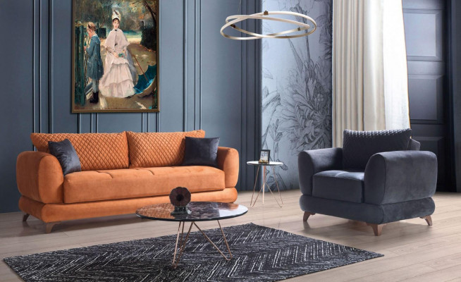 Klassesch Canapé Set 3+1 Sëtz Sofa 32er Komplett Set Relax Fotel 2stéck. Nei