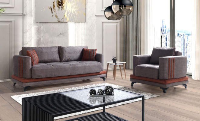 Sofagarnitur 3+1 Sëtzer Textil Holz Sofa 3 Sëtzer Modern Sëtz Komplett Set Nei EU