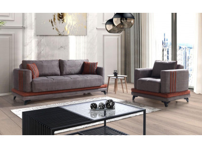 Sofagarnitur 3+1 Sëtzer Textil Holz Sofa 3 Sëtzer Modern Sëtz Komplett Set Nei EU