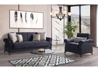 Sofagarnitur 3+1 Sëtz Textil Modern Komplett Fauteuil Sofa 3 Sëtz Luxus Entspanung