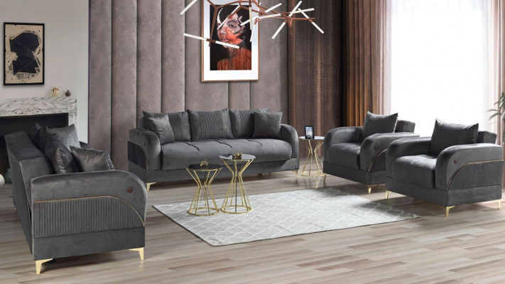Sofagarnitur 3+2+1+1 Sëtzer Miwwelen Luxus Set Sofagarnitur Modern Gro 4-deleg.