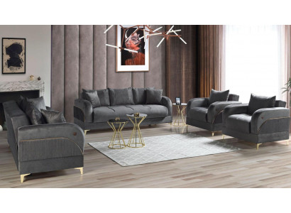 Sofagarnitur 3+2+1+1 Sëtzer Miwwelen Luxus Set Sofagarnitur Modern Gro 4-deleg.