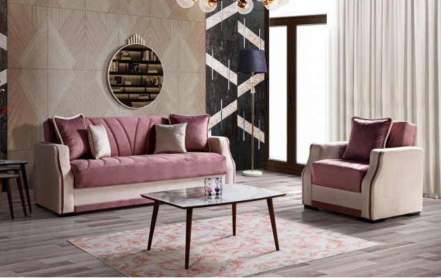 Sofagarnitur 3+1 Sëtzer Textil Holz Canapé 3 Sëtzer Modern Fauteuil Komplett Set Neit 3