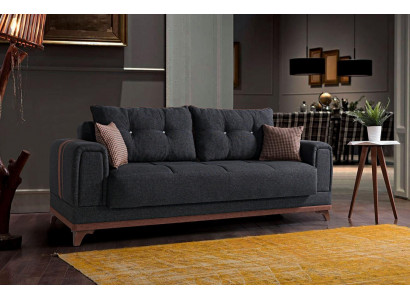 Luxuriéise Wunnzëmmer Canapé 3 Sëtzer Relax Canapé Modern 230 cm Luxus Schwaarz