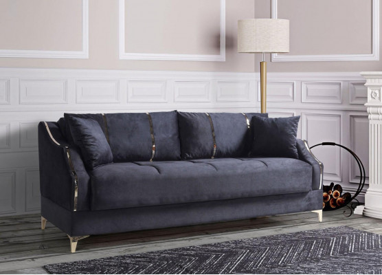 Luxus 3-Sëtz Sofa Stotmuebelen Elegant Sofa Textil Schwaarz 208cm