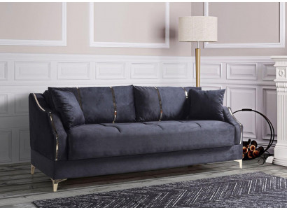 Luxus 3-Sëtz Sofa Stotmuebelen Elegant Sofa Textil Schwaarz 208cm