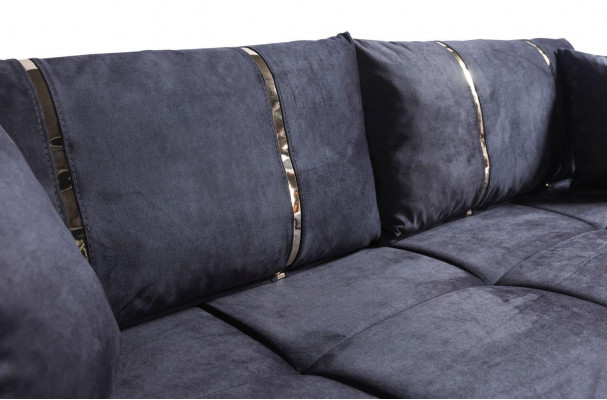 Luxus 3-Sëtz Sofa Stotmuebelen Elegant Sofa Textil Schwaarz 208cm