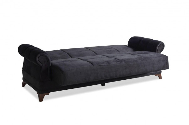 Luxus Canapé 3 Sëtzer Stoff Canapé Schwaarz Design Miwwelen 3er Polster Nei Relax Set