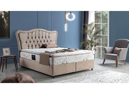 Bett Design Better Luxus Polster Schlofzëmmer Miwwelen Modern Beige 160x200