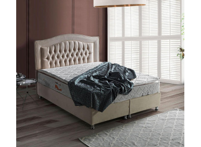 Bettdesign Betten Luxus Beige Polster Schlofzëmmer Miwwelen Sëlwer Chesterfield