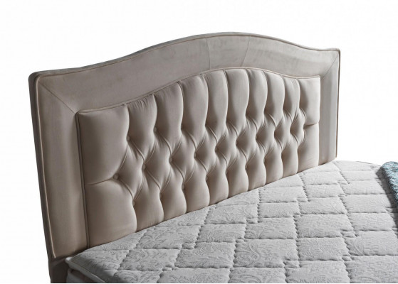 Bettdesign Betten Luxus Beige Polster Schlofzëmmer Miwwelen Sëlwer Chesterfield