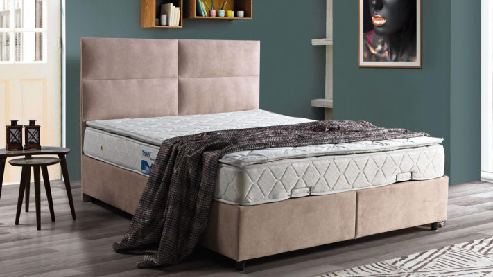 Bett Design Bettdecker Luxus Beige Polsterschlofzëmmer Miwwelen Duebelbetter 160x200