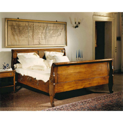Bett Betten Duebelbett Schlofzëmmer Holz Polster Braun Duebelbetter Nei