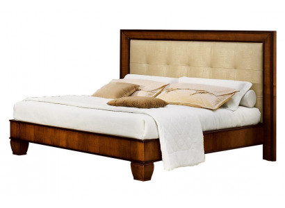 Bett Braun Schlofzëmmer Holzmöbel Textil Design Klassesch Art déco Stil Neit
