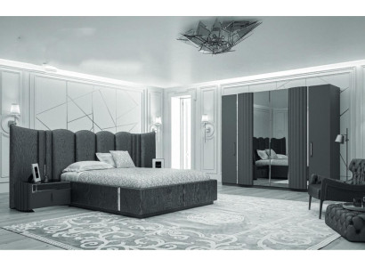 Bett 2x Nuetsdësch Kleederschaf 4-delige Schlofkummer Set Modern Luxus Nei