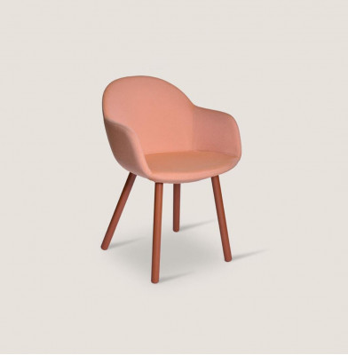 Hell Orangen Holzstull mat Holzbeen Designer Still Iesszëmmer Miwwelen