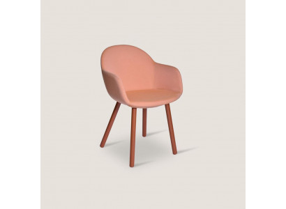 Hell Orangen Holzstull mat Holzbeen Designer Still Iesszëmmer Miwwelen