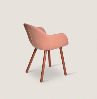 Hell Orangen Holzstull mat Holzbeen Designer Still Iesszëmmer Miwwelen