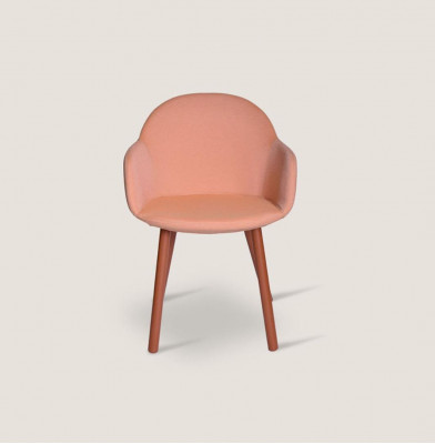 Hell Orangen Holzstull mat Holzbeen Designer Still Iesszëmmer Miwwelen