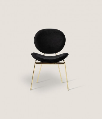 Schwaarze Designerstull mat Edelstolssäitleche Moderne Iesszëmmerstull.