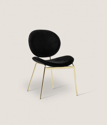 Schwaarze Designerstull mat Edelstolssäitleche Moderne Iesszëmmerstull.