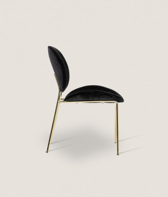 Schwaarze Designerstull mat Edelstolssäitleche Moderne Iesszëmmerstull.