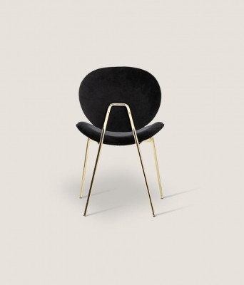 Schwaarze Designerstull mat Edelstolssäitleche Moderne Iesszëmmerstull.