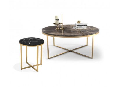 Luxus Ronn Couchdësch Mat Bäistelltësch Designer Edelstol Dësch Set
