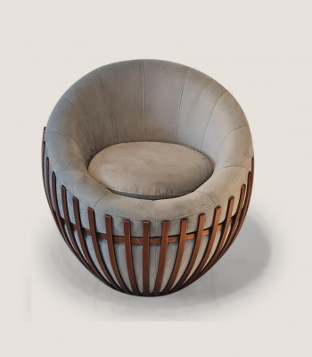 Designer Graie Fauteuil Wunnzëimmermooss Plüsch Sëtz Stoff Fauteuil Lounge Club