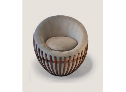 Designer Graie Fauteuil Wunnzëimmermooss Plüsch Sëtz Stoff Fauteuil Lounge Club