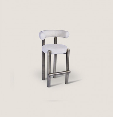 Designer wäisse Barhocker mat Edelstolféiss Luxus Einsitzer Bar Miwwelen