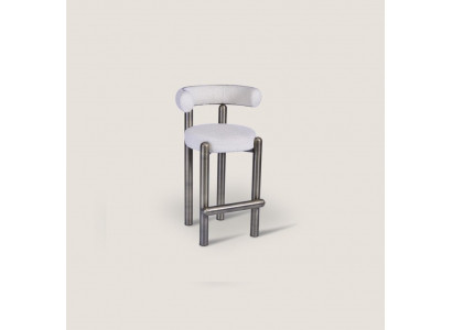 Designer wäisse Barhocker mat Edelstolféiss Luxus Einsitzer Bar Miwwelen