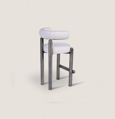 Designer wäisse Barhocker mat Edelstolféiss Luxus Einsitzer Bar Miwwelen