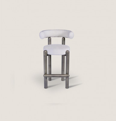 Designer wäisse Barhocker mat Edelstolféiss Luxus Einsitzer Bar Miwwelen