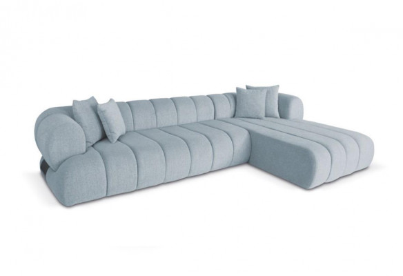 Grau Stoff Eckcouch an L-Form Designer Polster Miwwelen aus Holzgestell