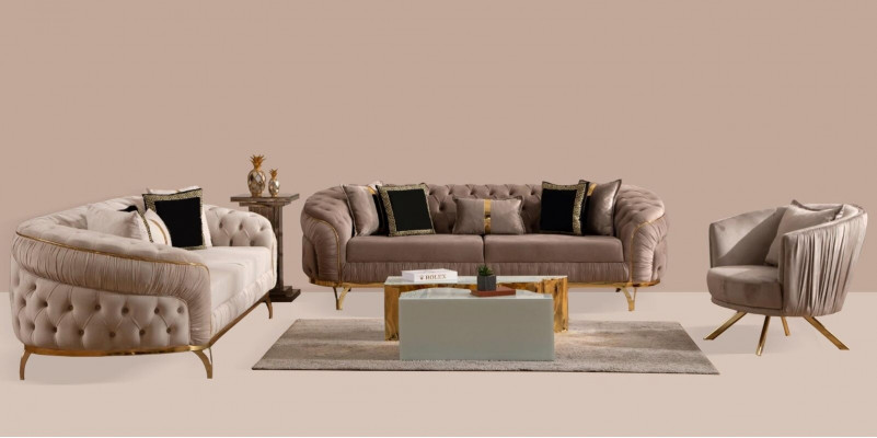 Chesterfield Sofagarnitur 321 Sëtz Design Polstersofa Garnitur Set