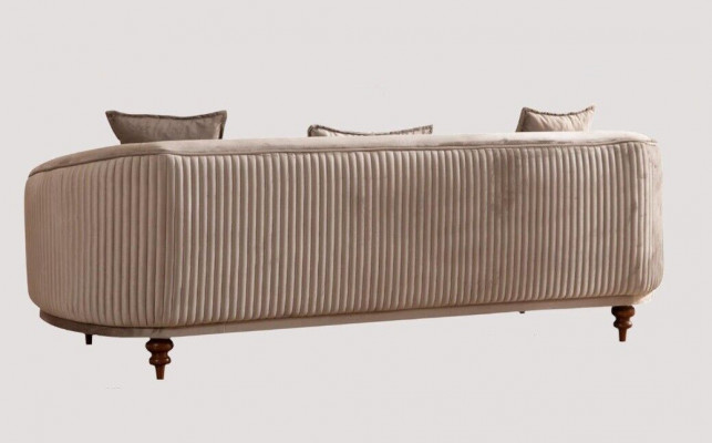 Couch 3-Sëtzer Eleganten Fauteuil Modern Luxus Design Holzmöbel Gepolstert