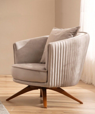 Couch 3-Sëtzer Eleganten Fauteuil Modern Luxus Design Holzmöbel Gepolstert