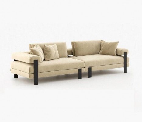 Designer Sofa 2 Sëtzer Modern Canapé Polster Beige Sofas Designsofa Nei