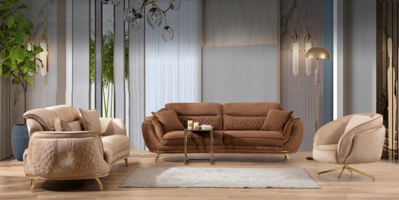 Canapé Set 3 3 1 Sëtzer Stoff Couchen Polsteren Garnitur Sofas Design