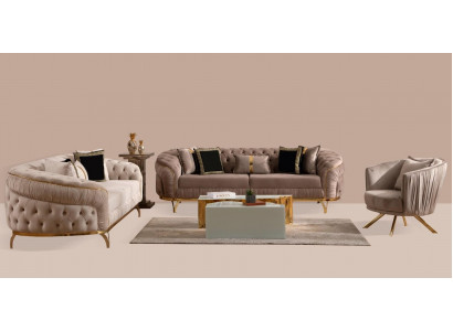 Design-Sofa 331 Sëtzer Chesterfield Stoff Couch Polstersofaen Textil Neit