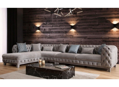 Eckcouch L-Form Couch Chesterfield Design Modern Sofa Stoff Textil Nei