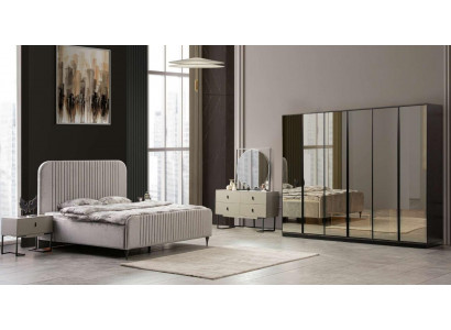 Bett 2x Nuetsdëscher Schlofzëmmer Set Design Modern Luxus Set 5 Stéck.
