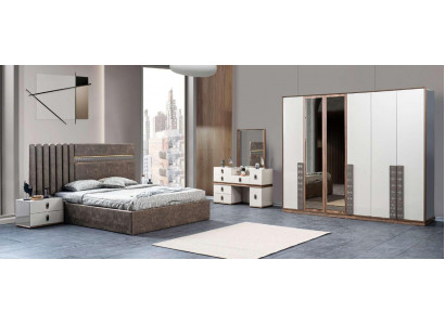 Bett 2x Nuetsdëscher Schminktisch mat Spigel Set 5 Stéck Italienesche Stil