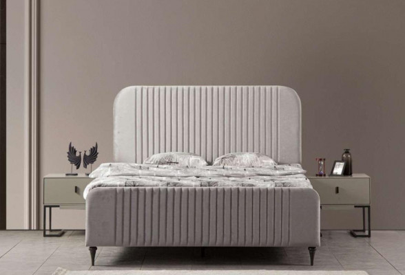 Bett 2x Nuetsdësch 3 tlg. Schlofzëmmer Garnitur Design Luxus Modern